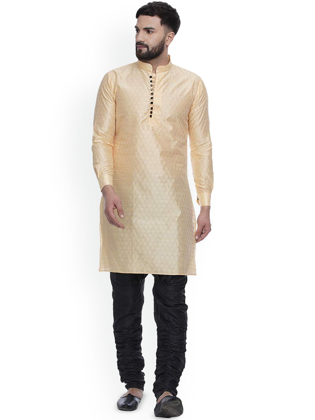 

VEERA PARIDHAAN Men Geometric Chikankari Jacquard Kurta, Yellow