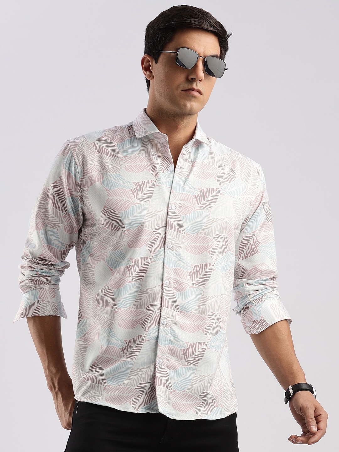 

RICH & ROMAN Men Classic Printed Semiformal Shirt, Multi