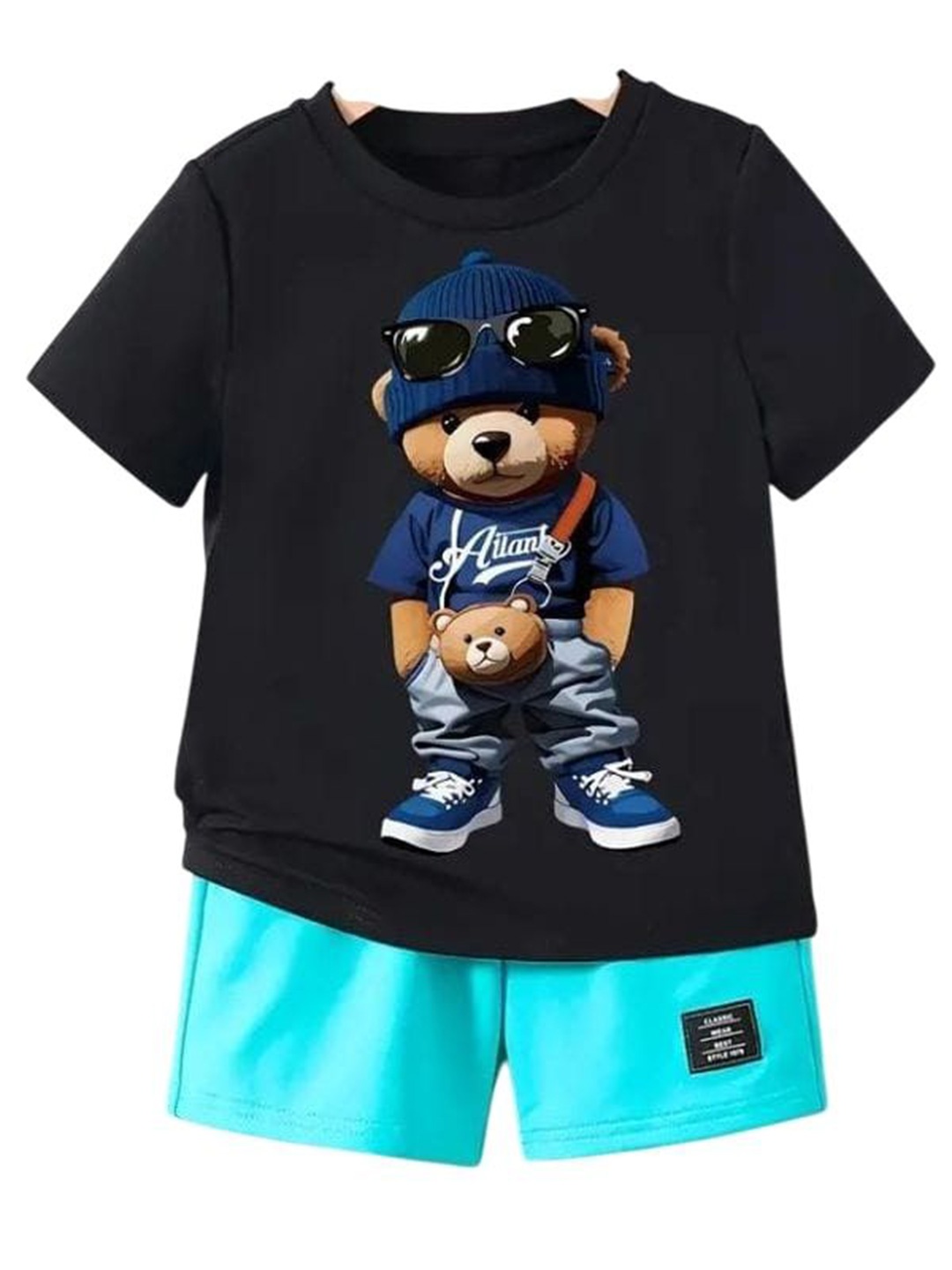 

ZADMUS Boys T-shirt with Shorts, Black