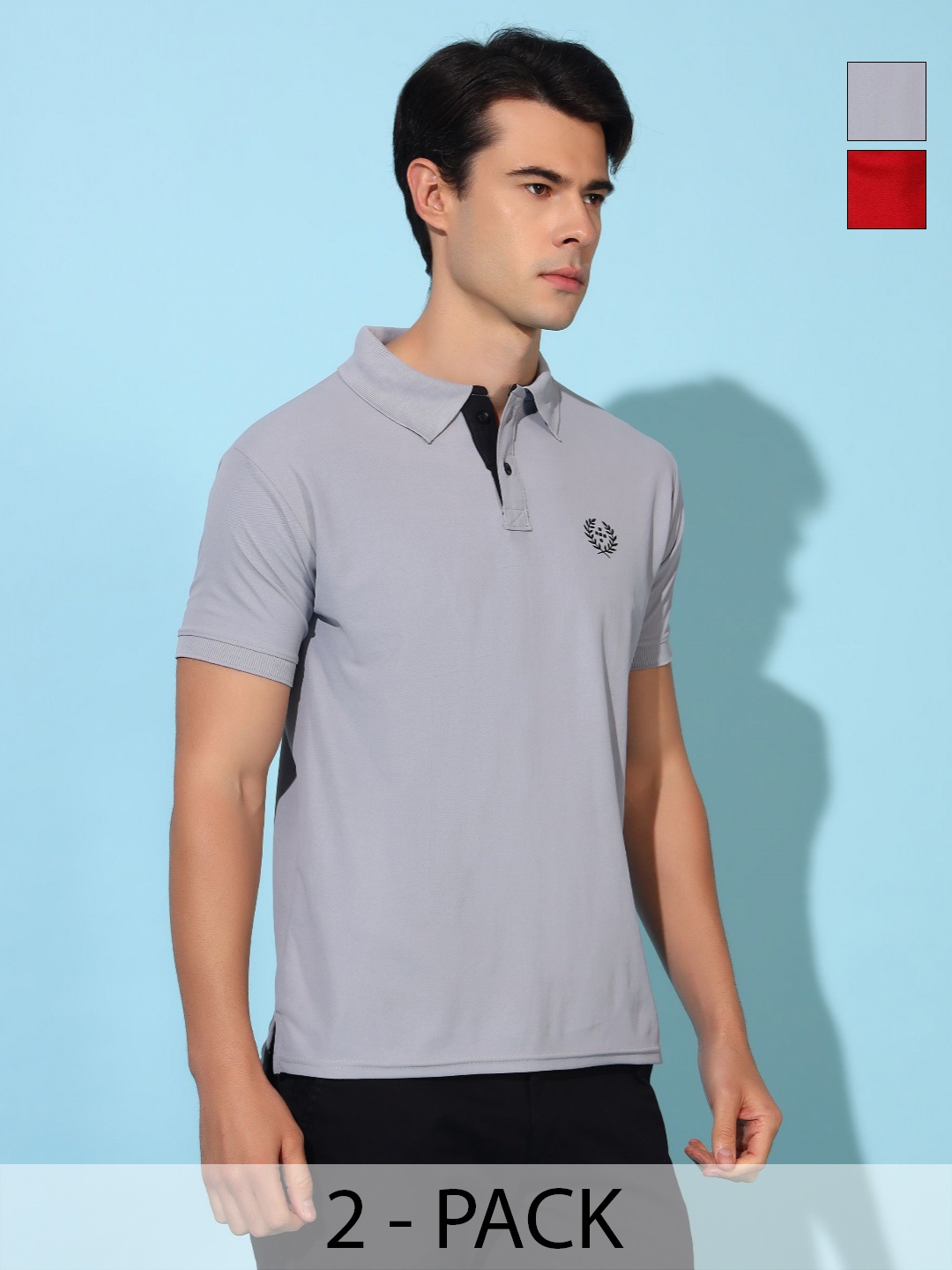 

Christy World Men 2 Polo Collar Applique T-shirt, Multi