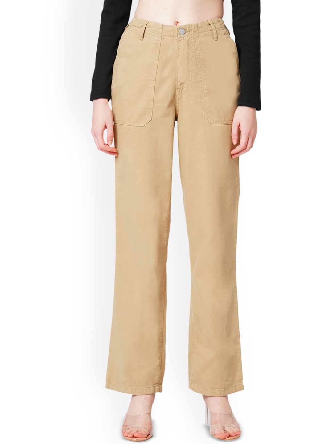 

Kraus Jeans Women Straight Fit High-Rise Jeans, Beige