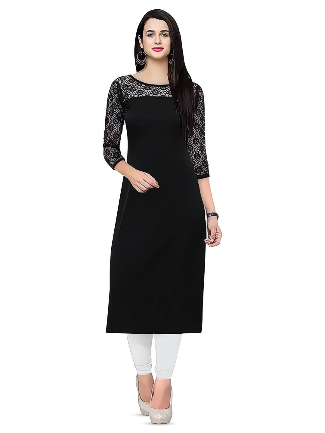 

ZELZIS A-Line Kurta, Black