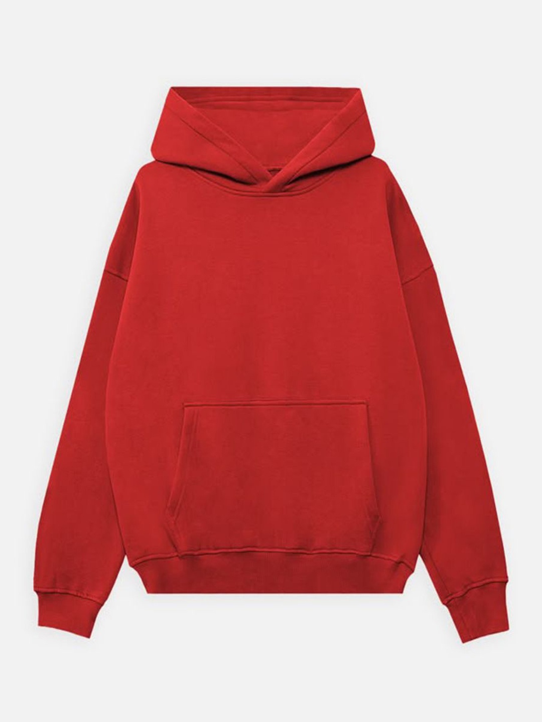 

FEMENEST Women Hooded Kangaroo Pocket Long Sleeves Sweatshirt, Red