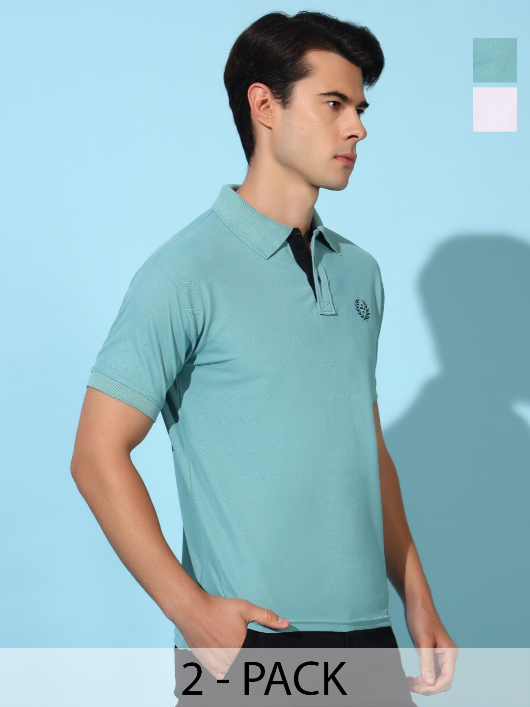 

Christy World Men 2 Polo Collar Applique T-shirt, Multi
