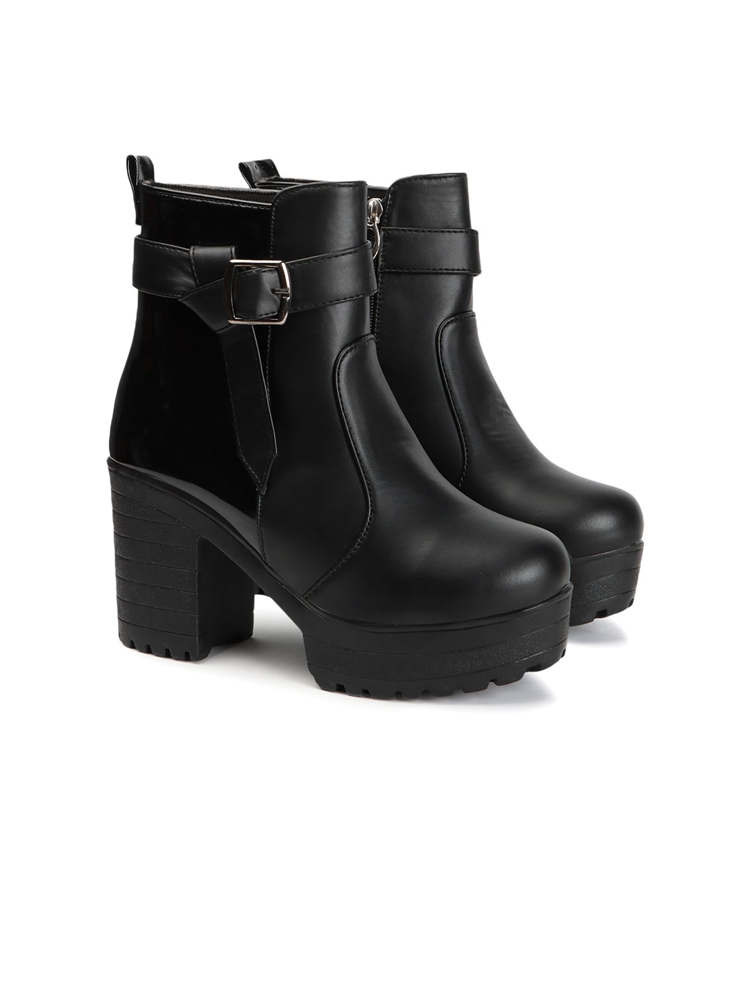 

STRASSE PARIS Women Ankle Length Block Heeled Boots, Black