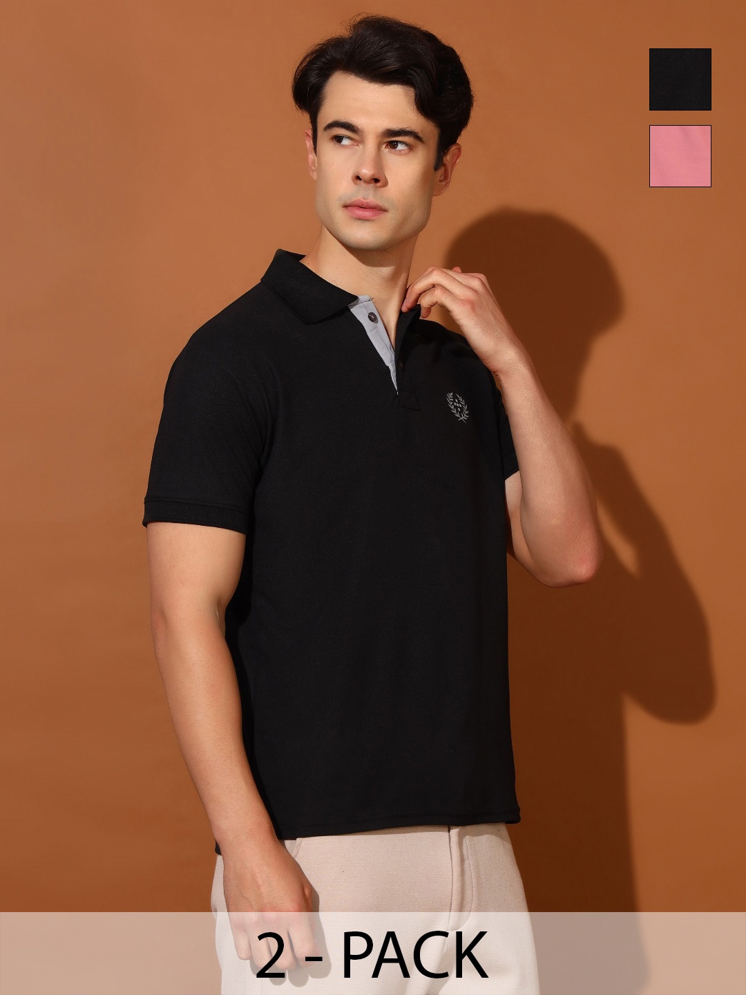 

Christy World Men 2 Polo Collar Applique T-shirt, Multi