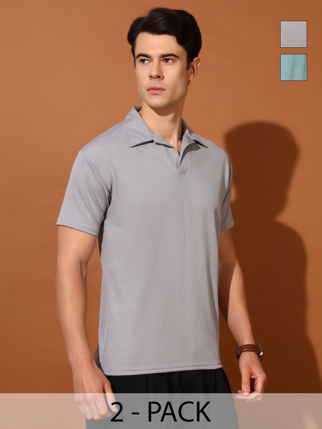 

Christy World Men 2 Polo Collar Applique T-shirt, Multi