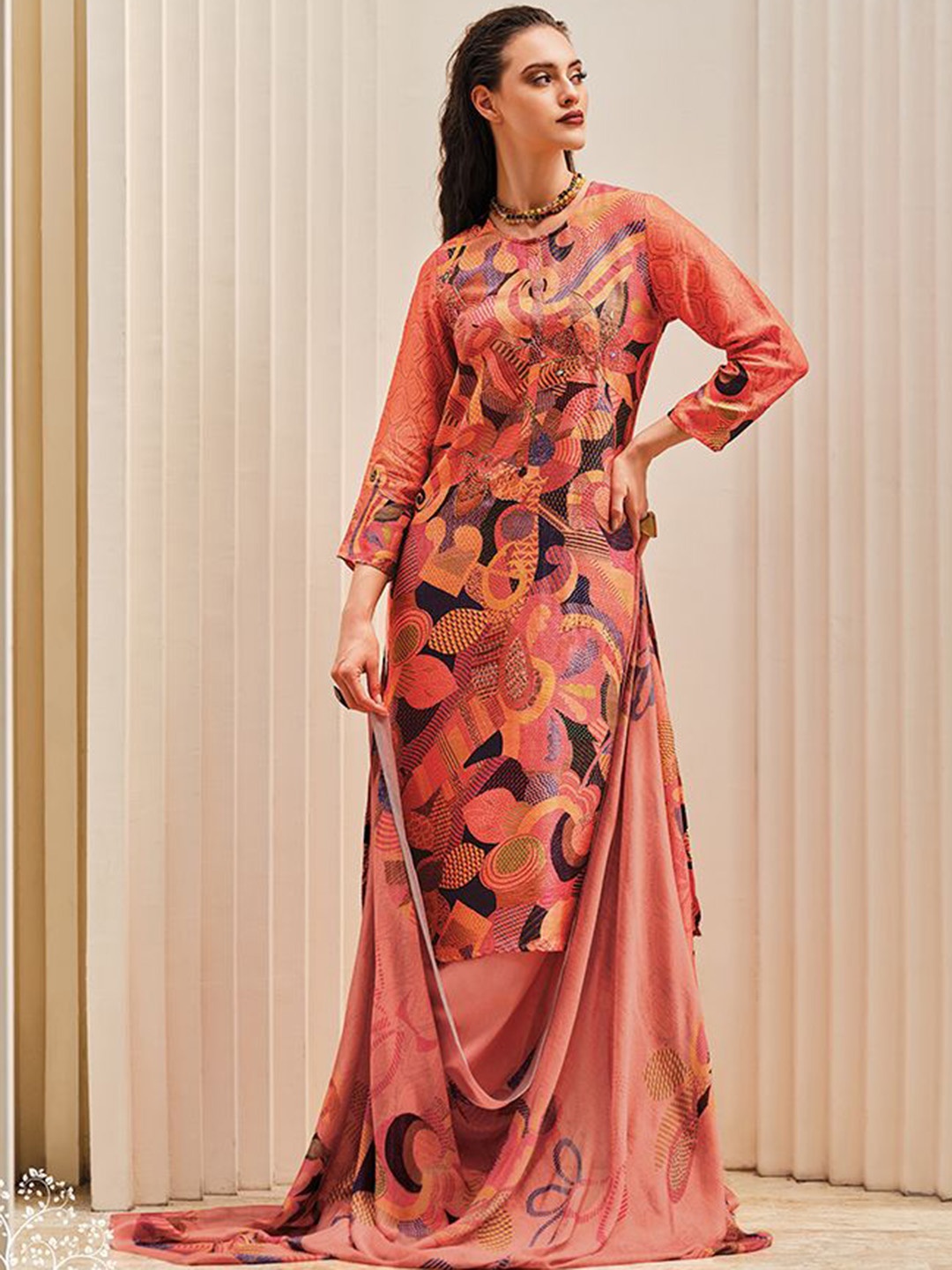 

SAUNDH Unstitched Dress Material, Orange