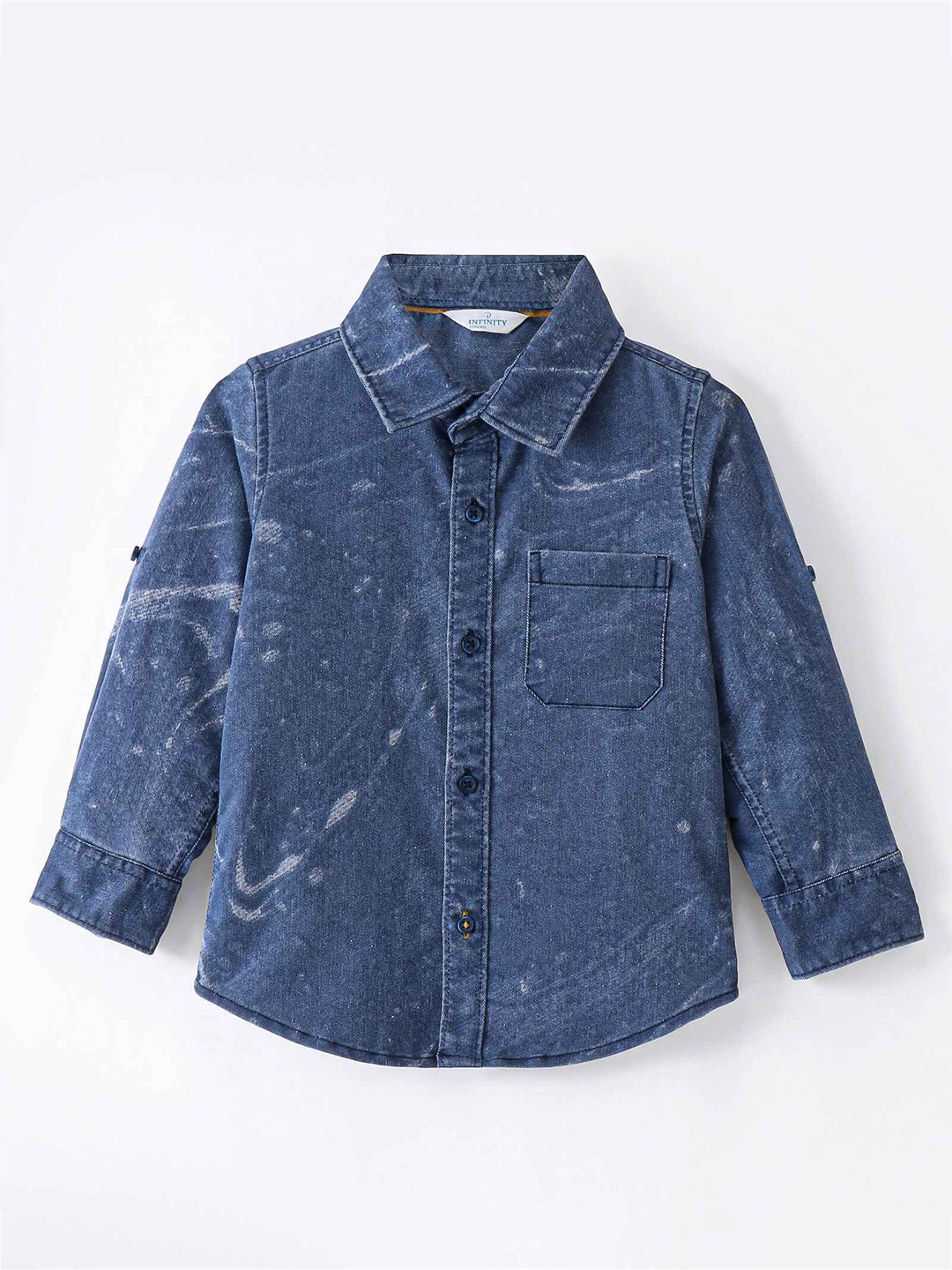 

Infinity Boys Tailored Fit Opaque Printed Casual Shirt, Blue