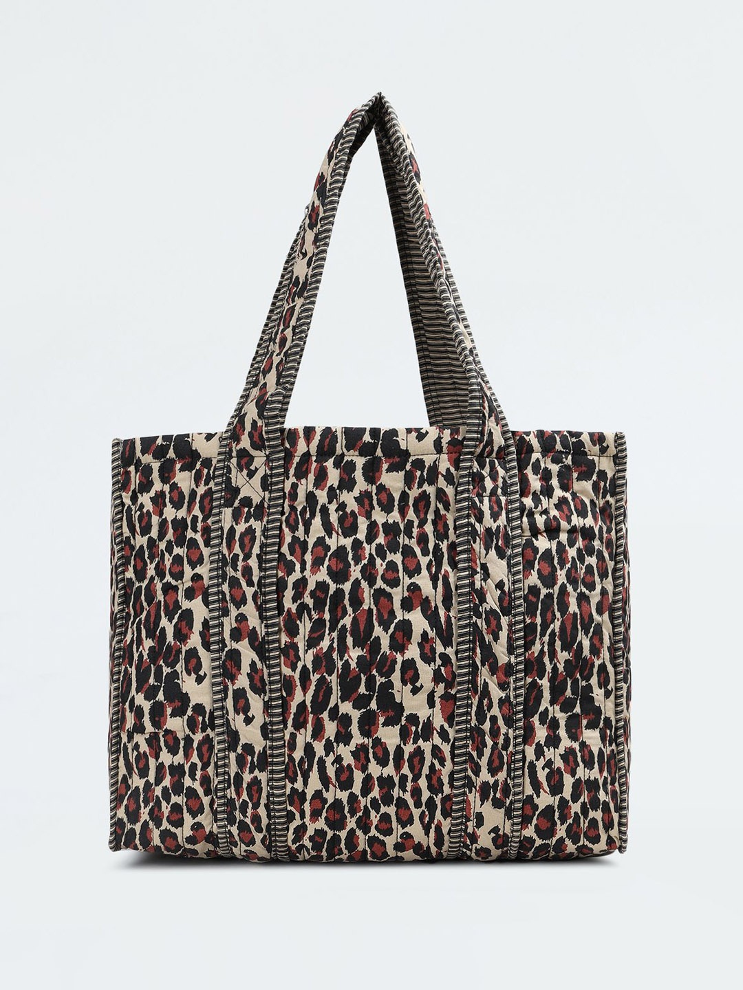 

max Animal Oversized Shopper Tote Bag with Quilted, Brown