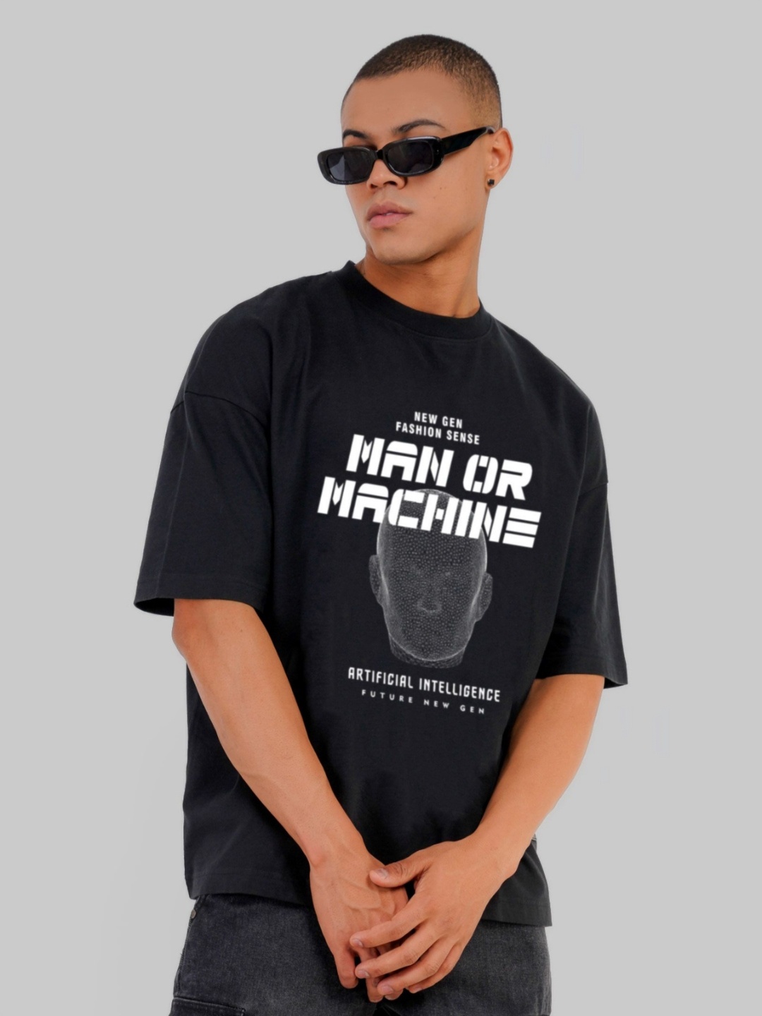 

Underrated Club Men Sports Printed Drop-Shoulder Sleeves Bio Finish T-shirt, Black