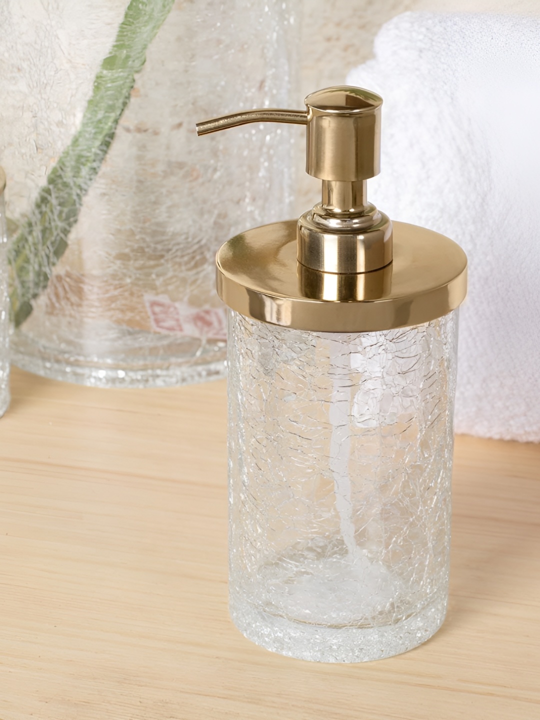 

IAAH Gold-Toned Solid Glass Soap Dispenser