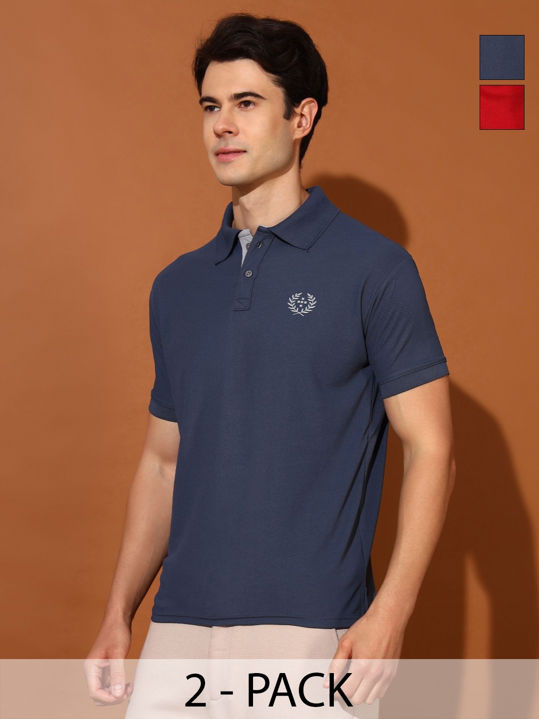 

Christy World Men 2 Polo Collar Applique T-shirt, Multi