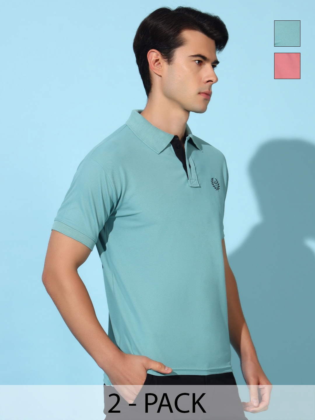 

Christy World Men 2 Polo Collar Applique T-shirt, Multi