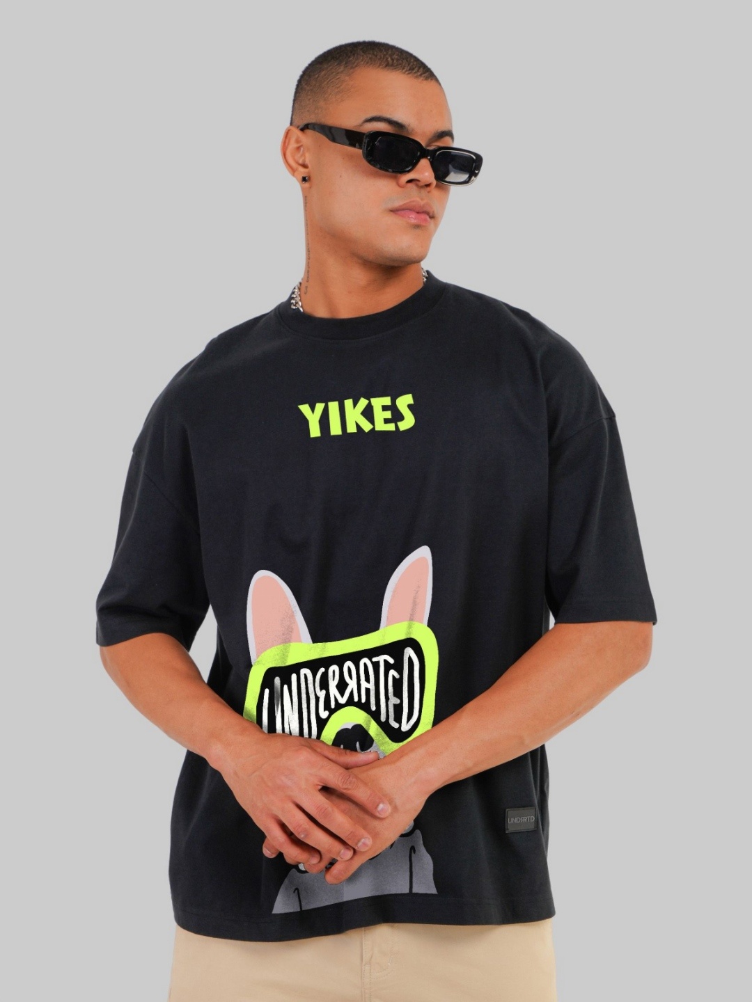 

Underrated Club Men Printed Bio Finish Applique T-shirt, Black