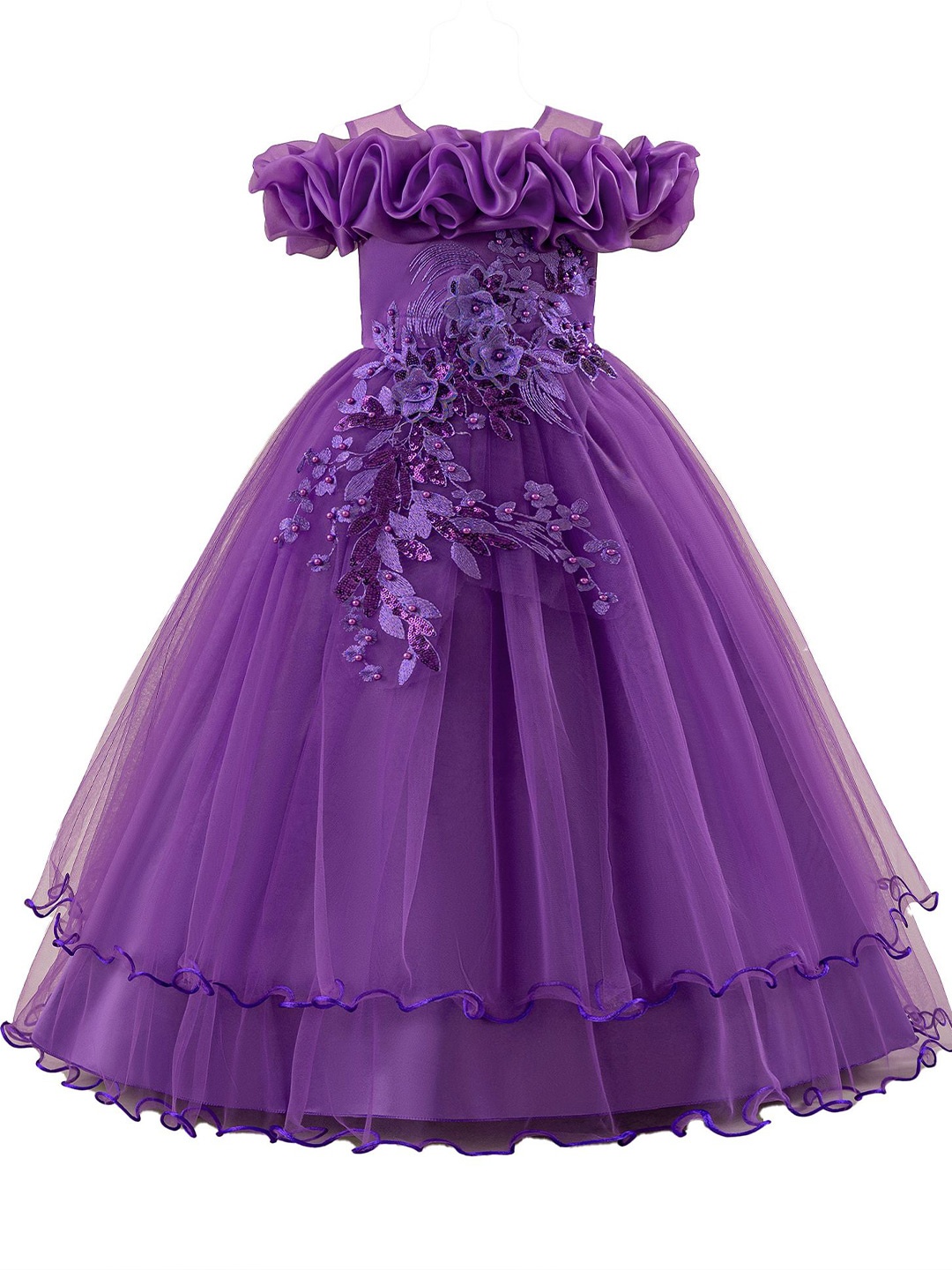 

StyleCast x Revolte Girls Applique Net Maxi Gown Dress, Purple
