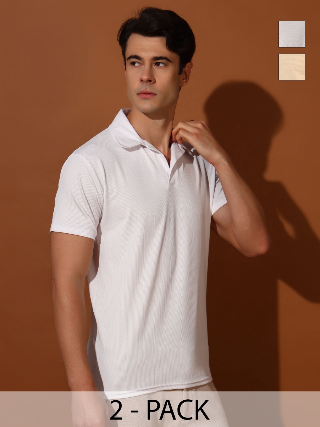 

Christy World Men 2 Polo Collar Pockets T-shirt, Multi