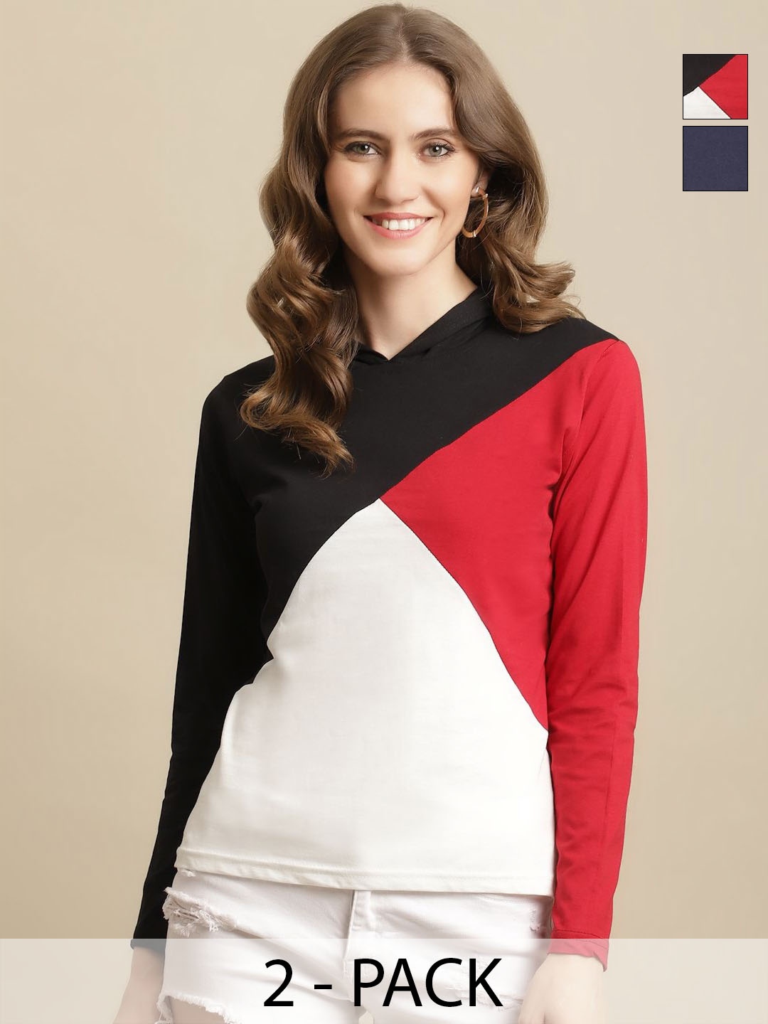 

Tromko Women 2 Colourblocked T-shirt, Multi