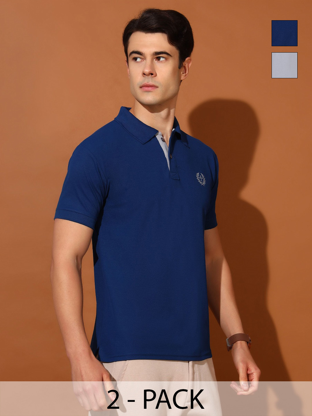 

Christy World Men 2 Polo Collar Applique T-shirt, Multi