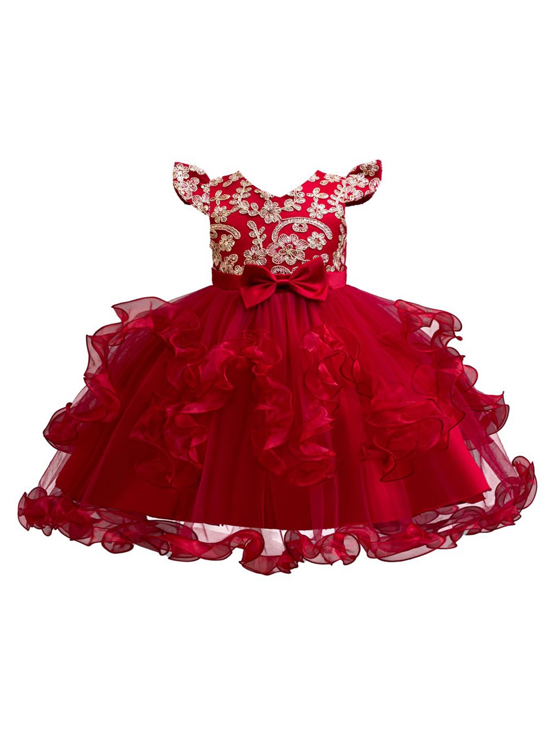 

StyleCast x Revolte Girls Embroidered Net Balloon Dress, Red