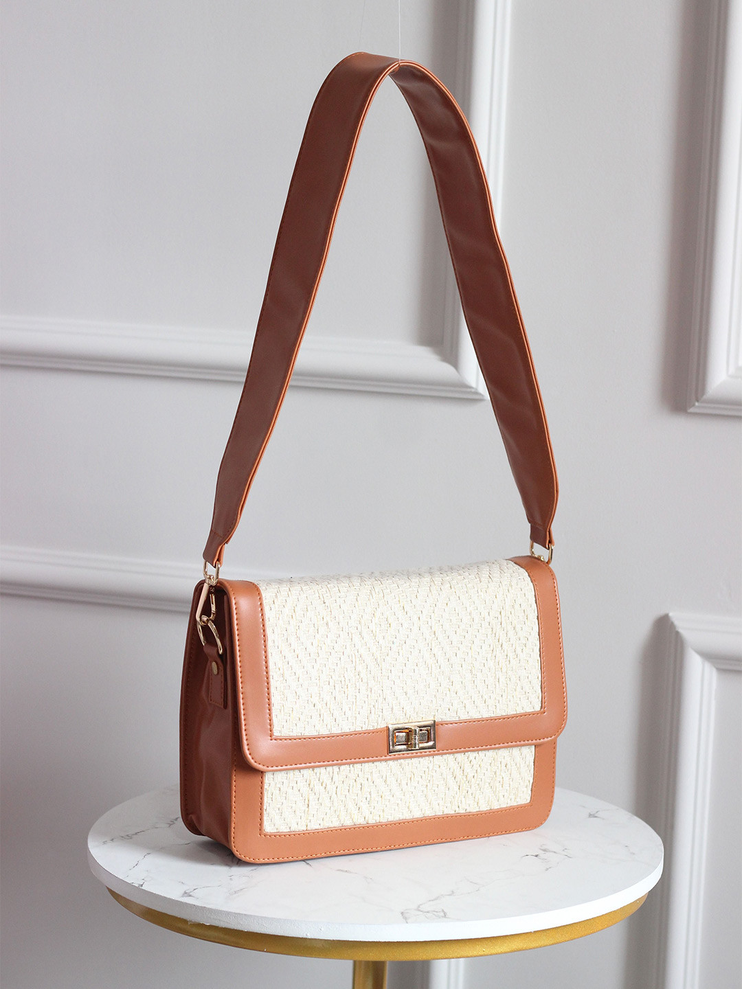 

BOXWISH BY BHUMIKA Shoulder Strap Clutch, Tan