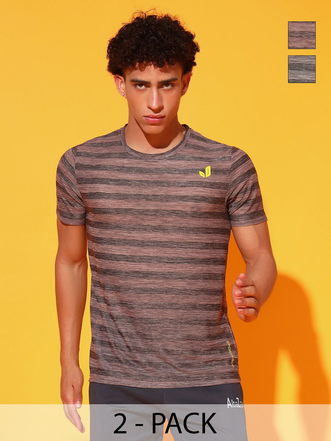 

GLITO Men 2 Striped Slim Fit T-shirt, Pink