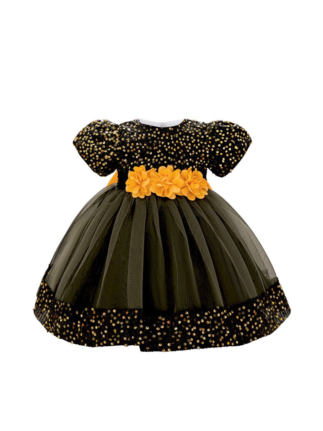 

StyleCast x Revolte Embellished Applique Net Balloon Dress, Black