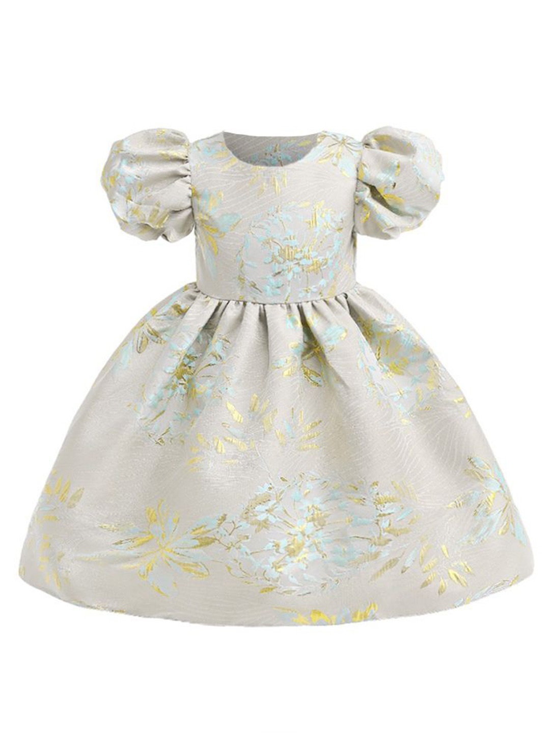 

StyleCast x Revolte Girls Puff Sleeves Balloon Dress, Beige