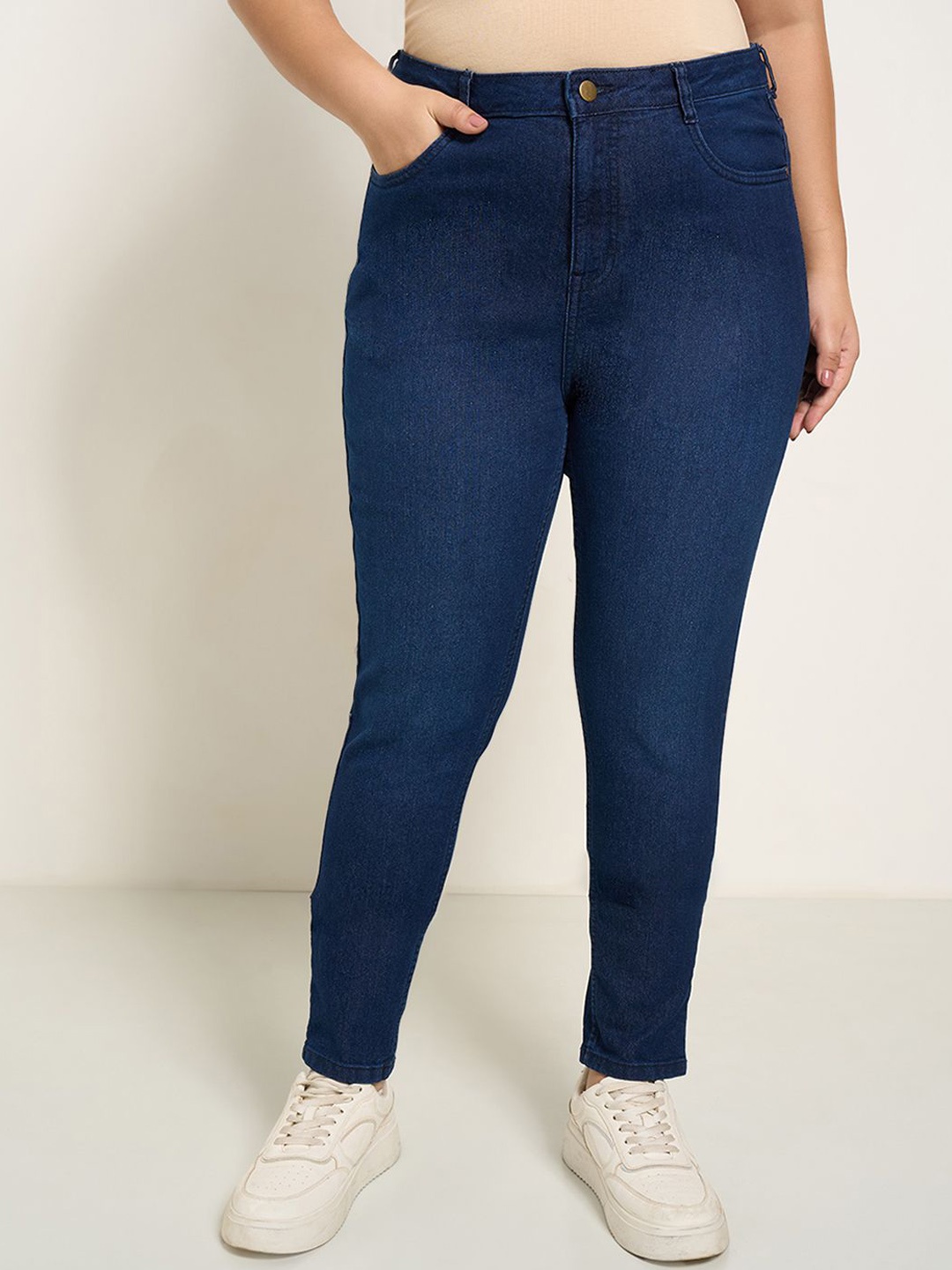 

Honey Curvytude by Pantaloons Women Skinny Fit High-Rise Jeans, Navy blue