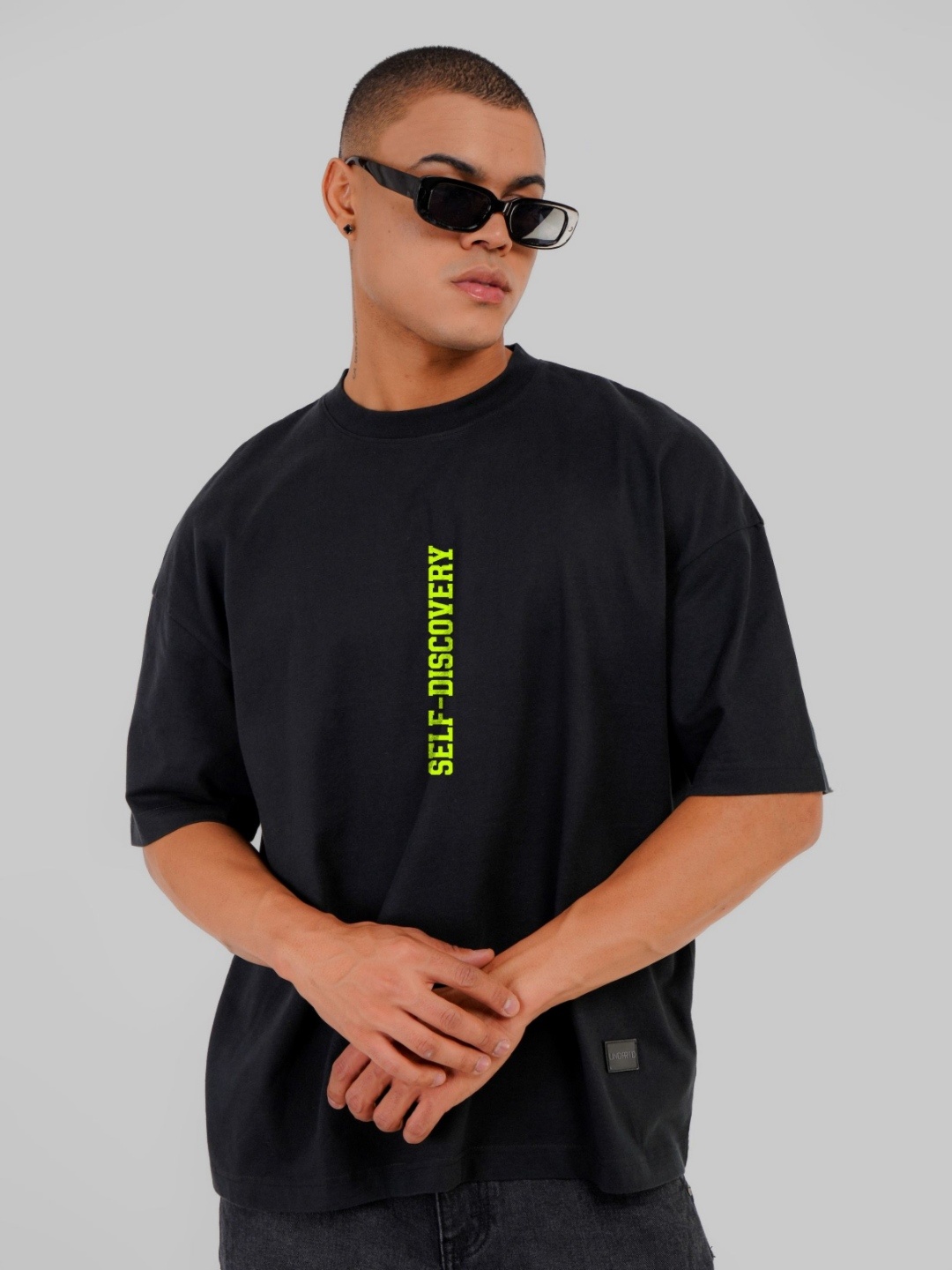 

Underrated Club Men Printed Bio Finish Applique T-shirt, Black