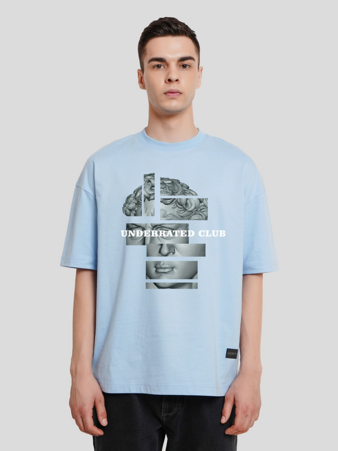 

Underrated Club Men Typography Printed Bio Finish Raw Edge T-shirt, Blue