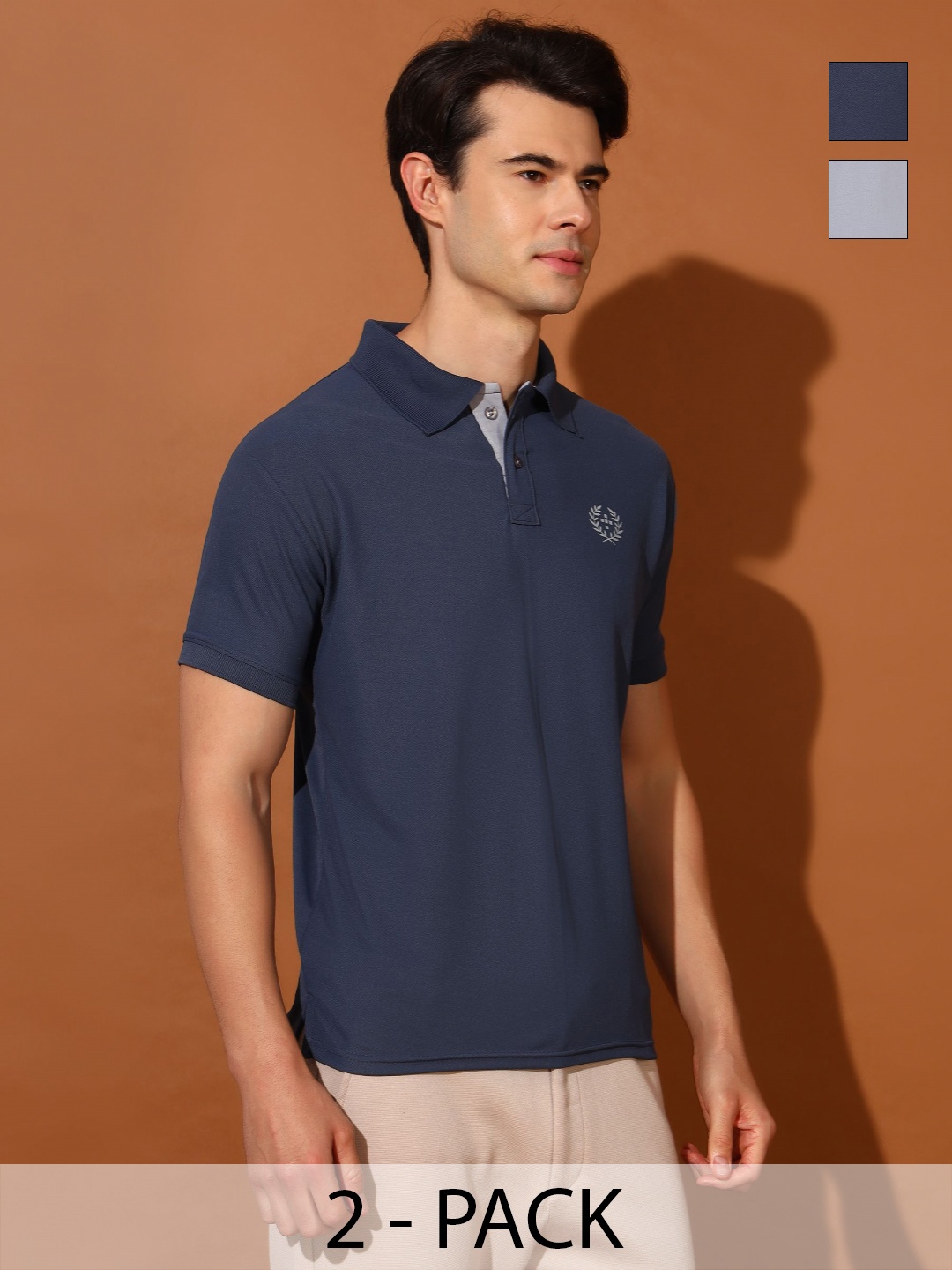 

Christy World Men 2 Polo Collar Applique T-shirt, Multi