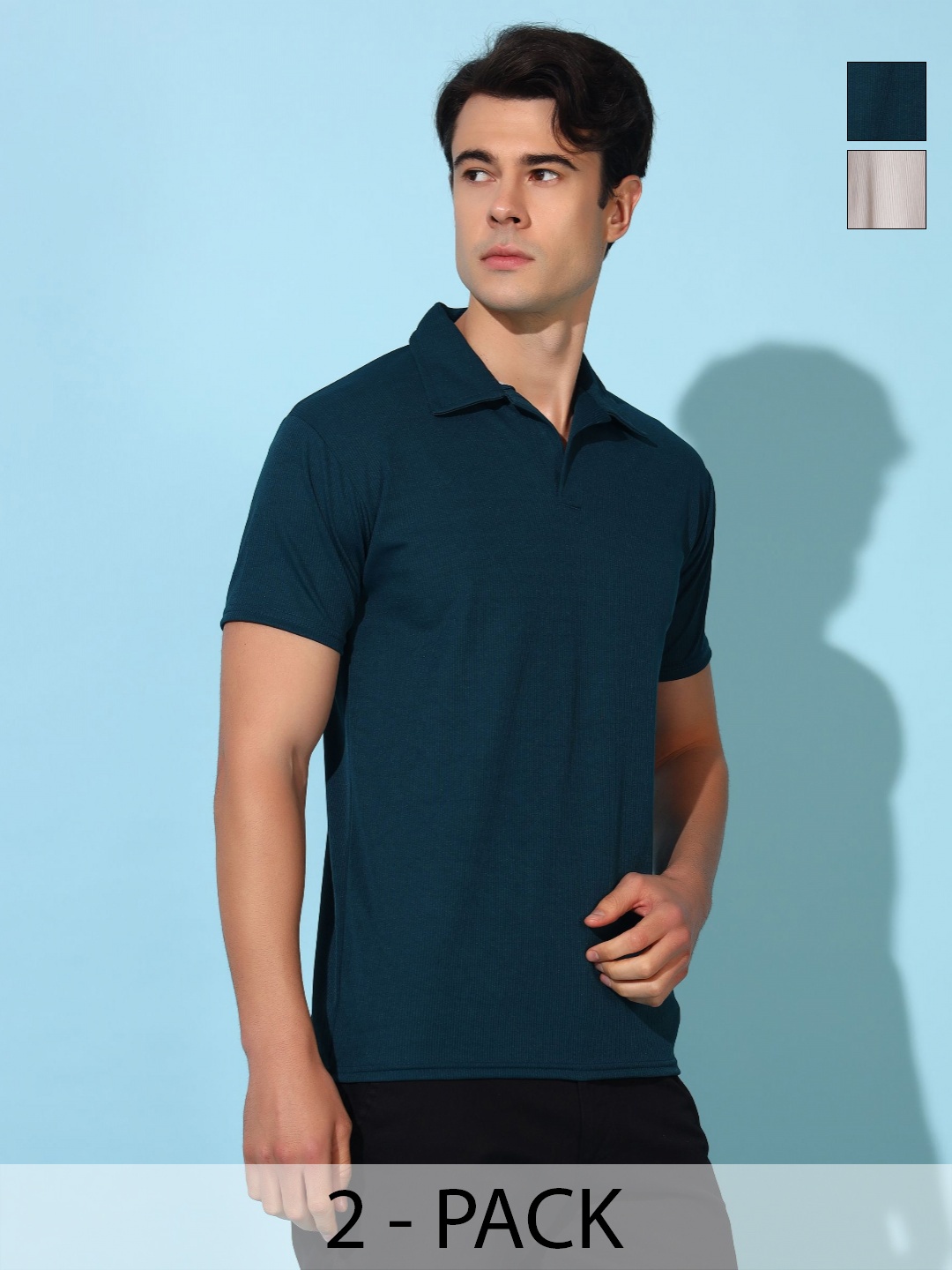 

Christy World Men 2 Polo Collar T-shirt, Multi