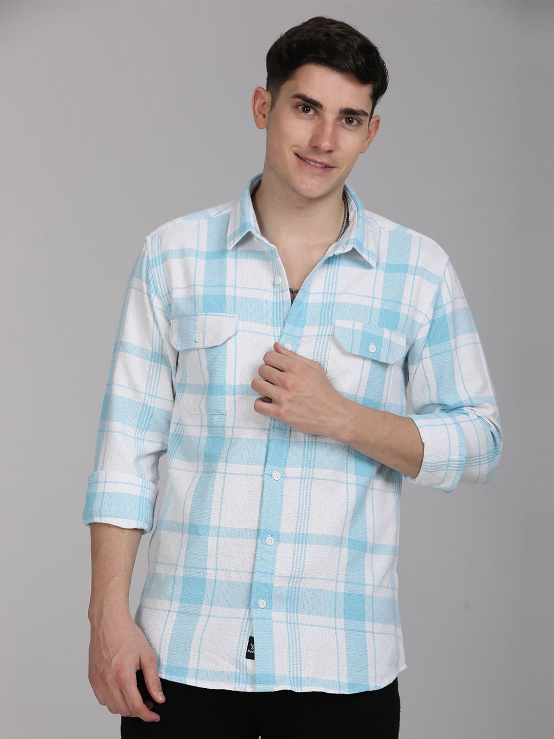 

STYLOFY Men Comfort Checked Formal Shirt, Blue