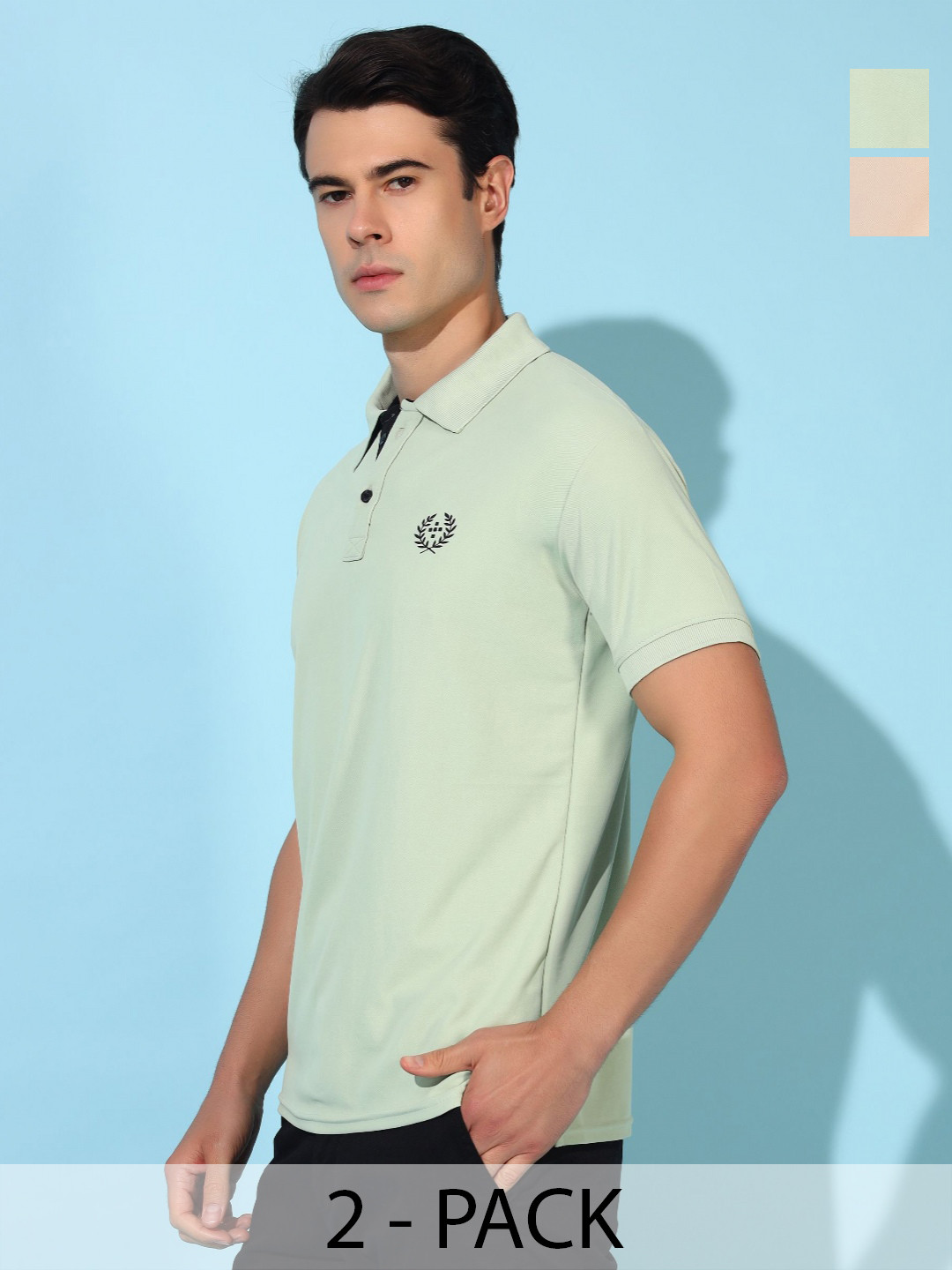 

Christy World Men 2 Polo Collar Applique T-shirt, Multi