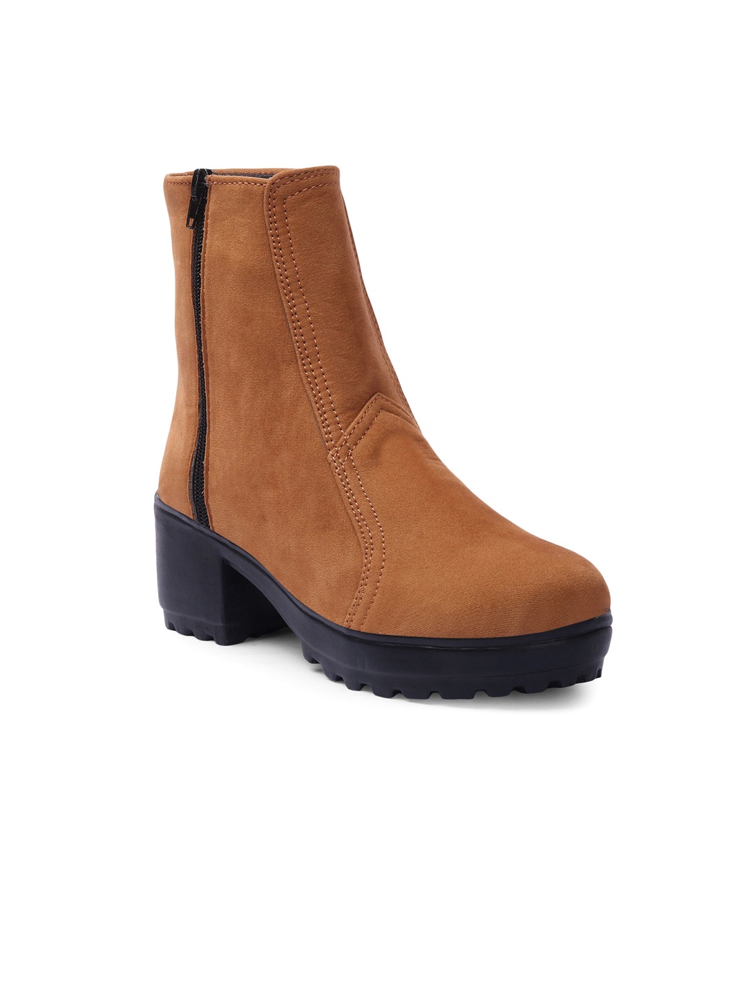 

STRASSE PARIS Women Chunky Heel Ankle Boots, Tan