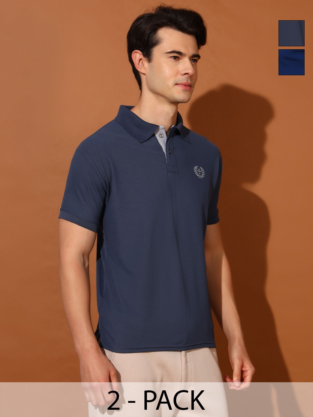 

Christy World Men 2 Polo Collar Applique T-shirt, Multi