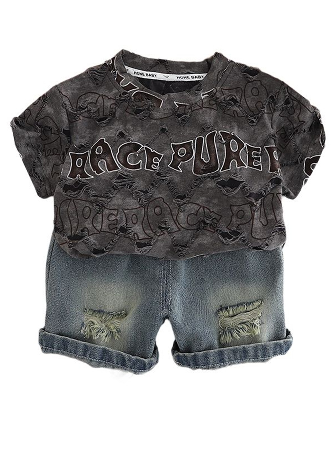

StyleCast x Revolte Boys Typograghy Printed Pure Cotton T-shirt With Shorts, Blue