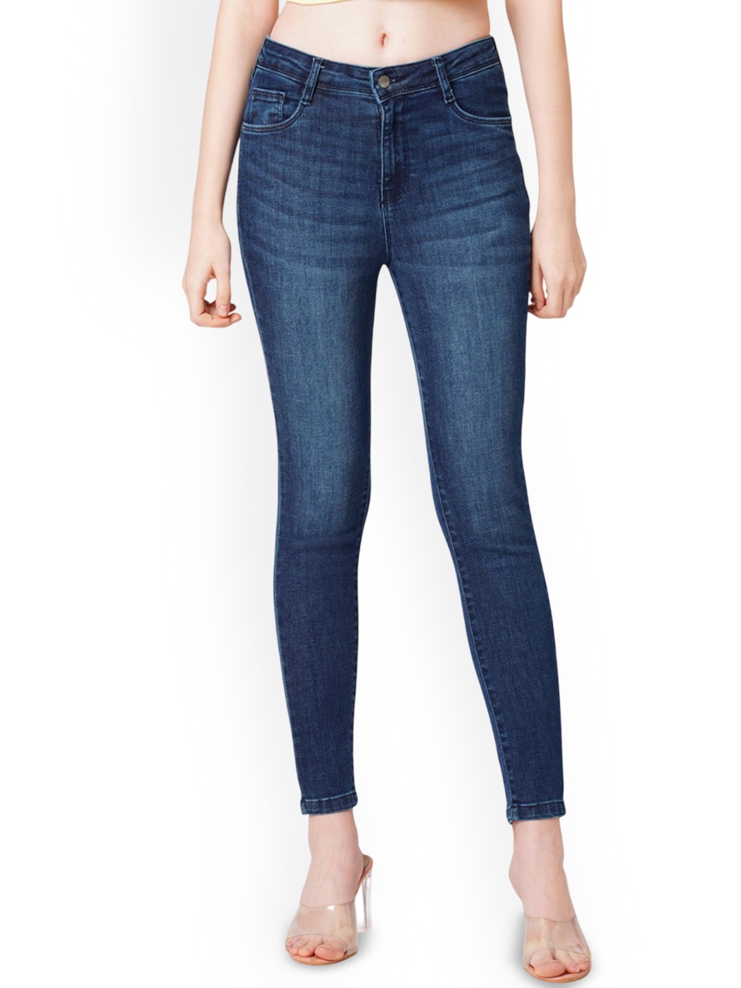 

Kraus Jeans Women Skinny Fit Mid-Rise Light Fade Jeans, Blue