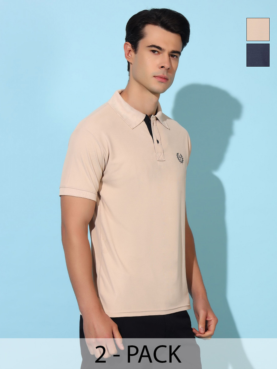 

Christy World Men 2 Polo Collar Applique T-shirt, Multi