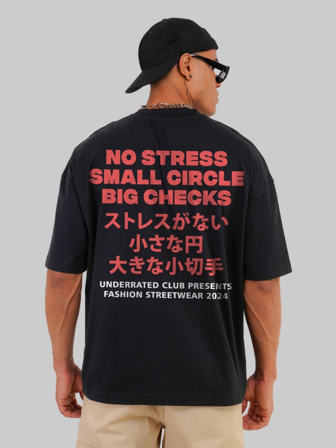 

Underrated Club Men Typography Printed V-Neck Bio Finish Raw Edge T-shirt, Black