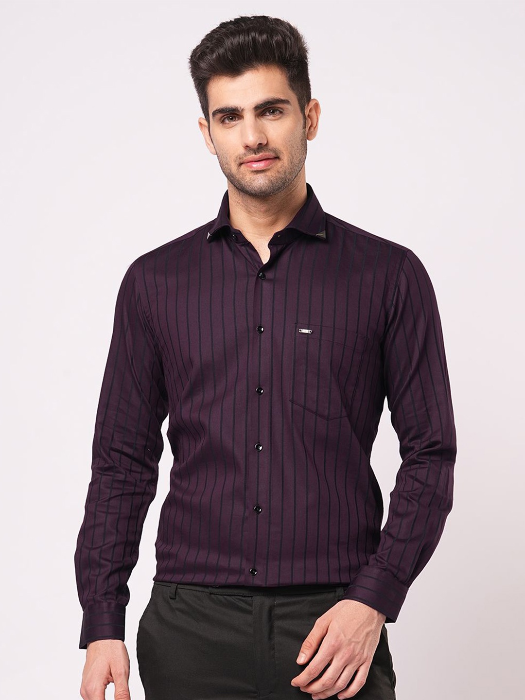 

John Philips Men Slim Fit Opaque Checked Casual Shirt, Maroon