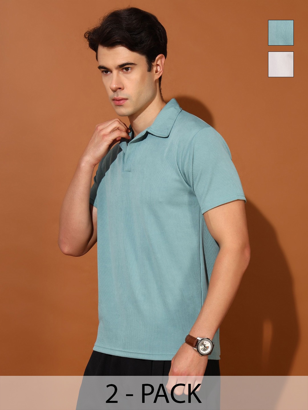 

Christy World Men 2 Polo Collar T-shirt, Multi