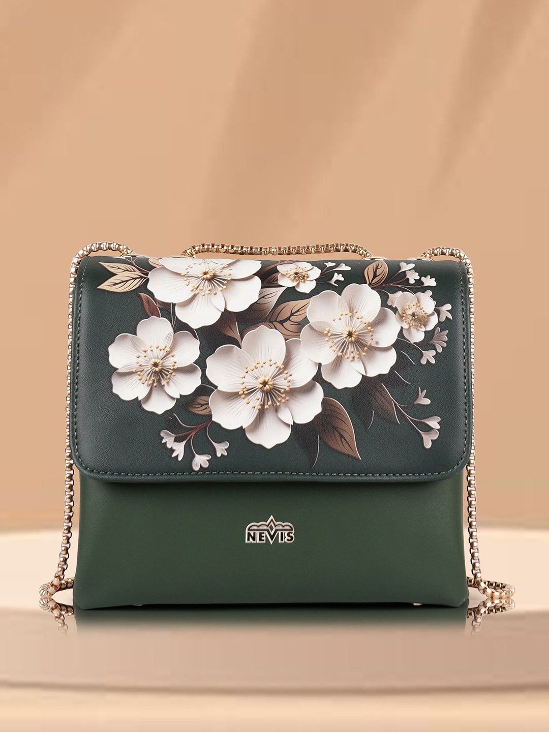 

NEVIS Floral Sling Bag with Applique, Green