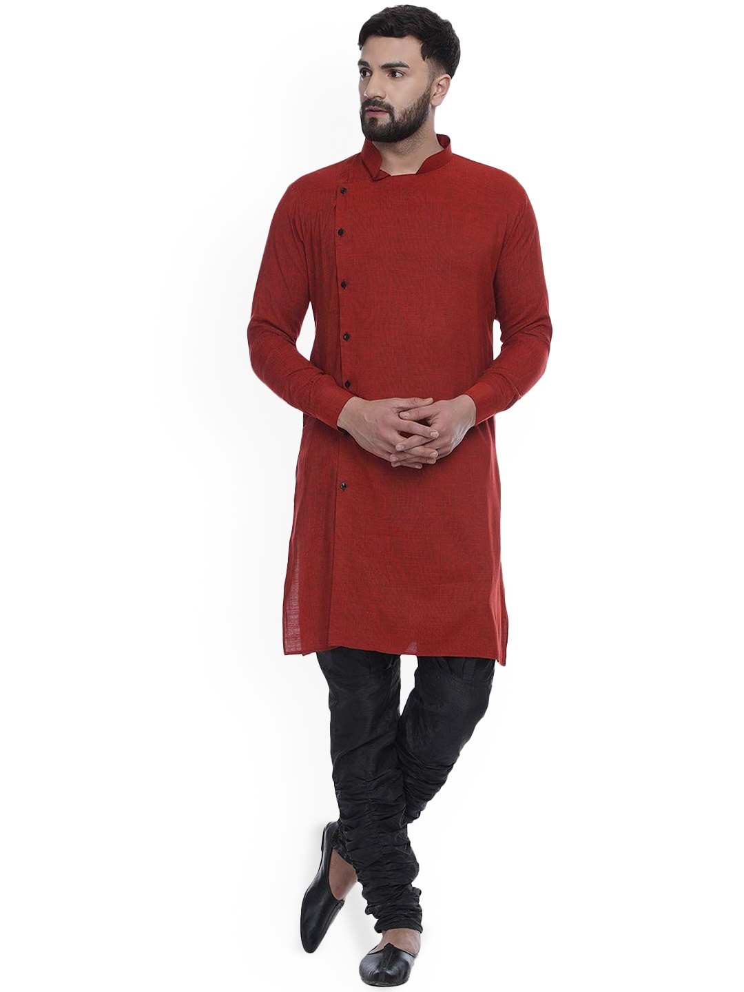 

VEERA PARIDHAAN Thread Work Mandarin Collar Straight Kurta, Red