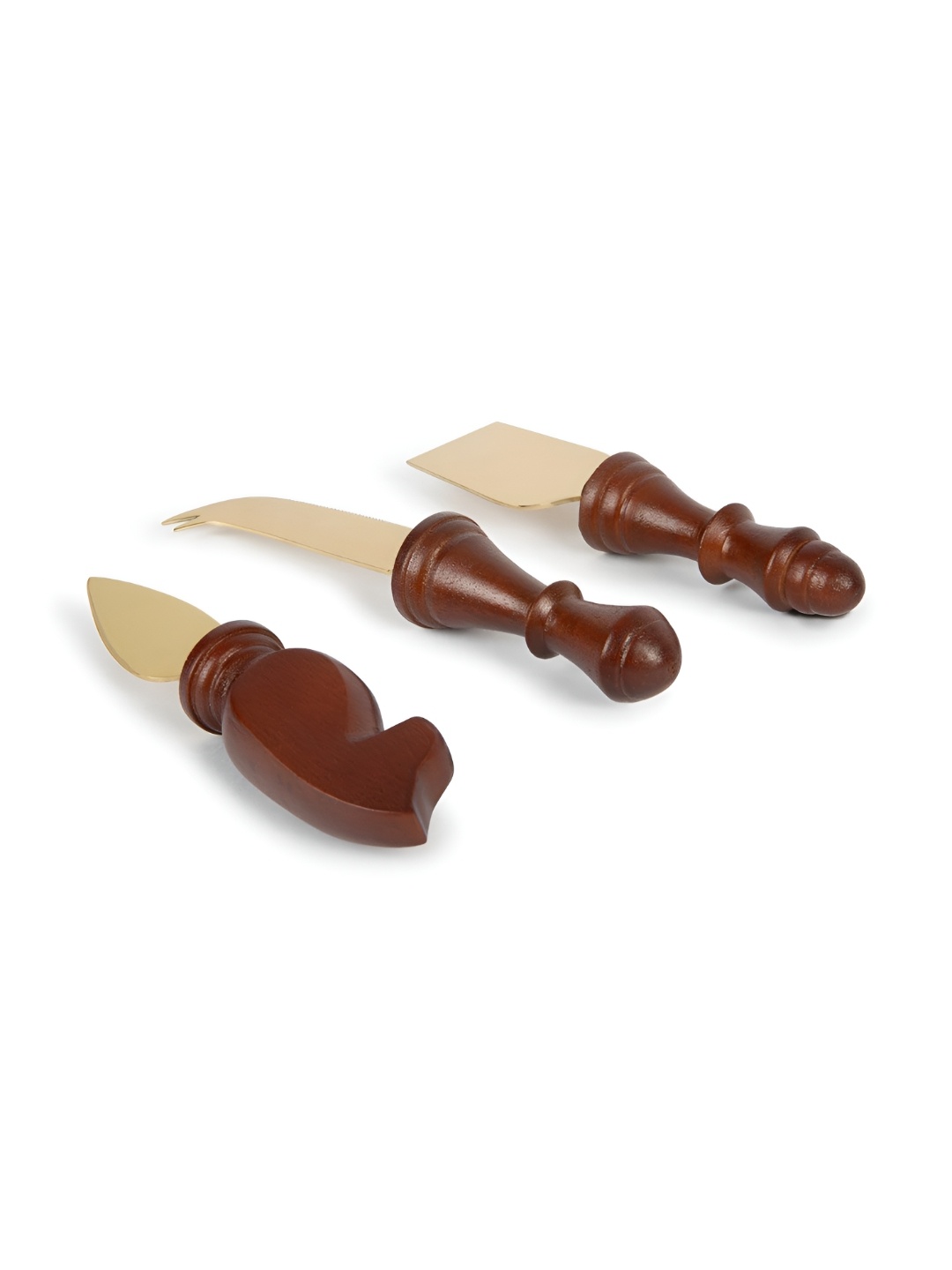 

IAAH Brown & Gold Toned Stainless Steel Wood Cutlery
