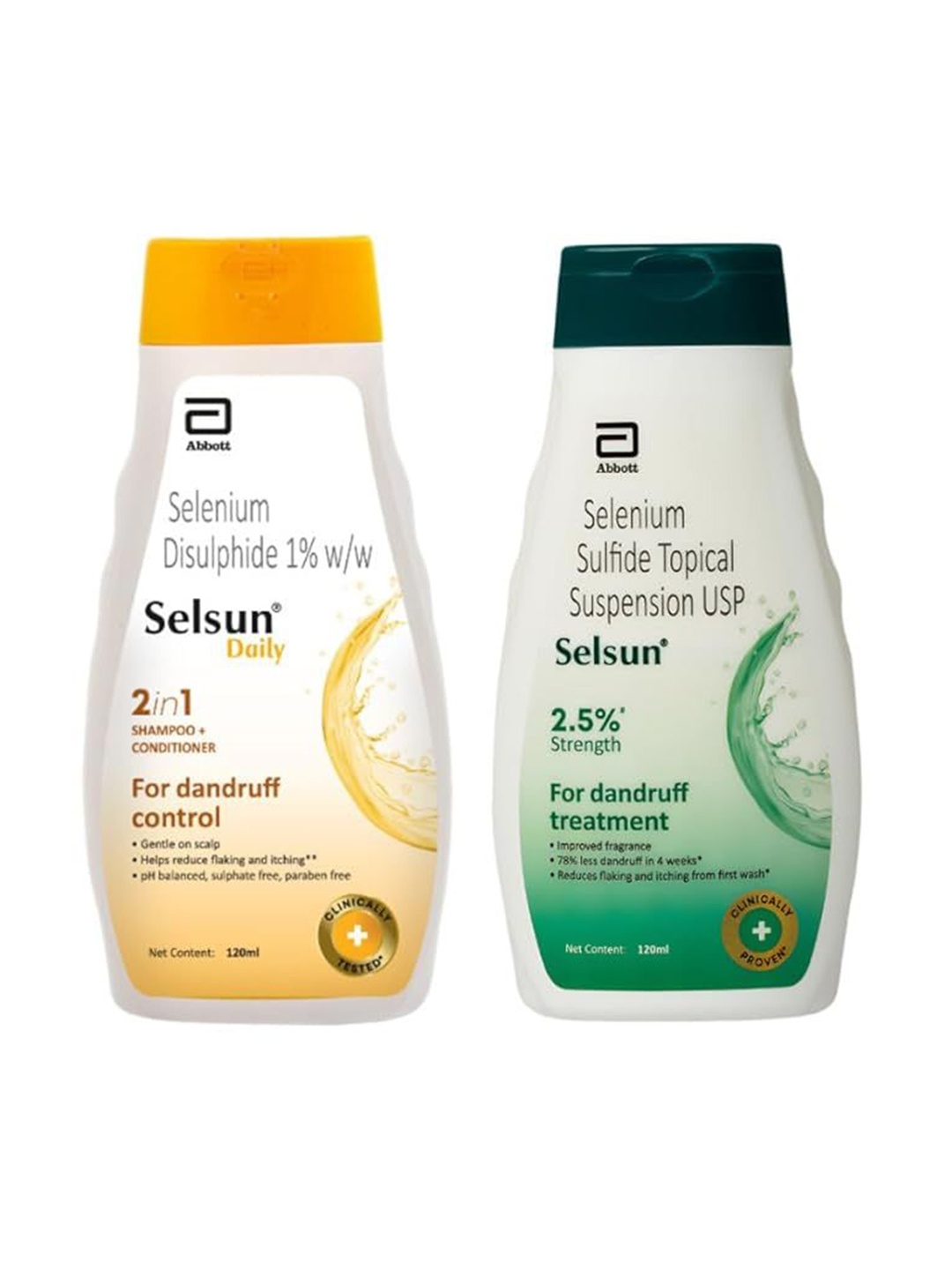 

Selsun Set Of 2 Daily & Suspension Anti Dandruff Shampoo- 120ml Each, Green