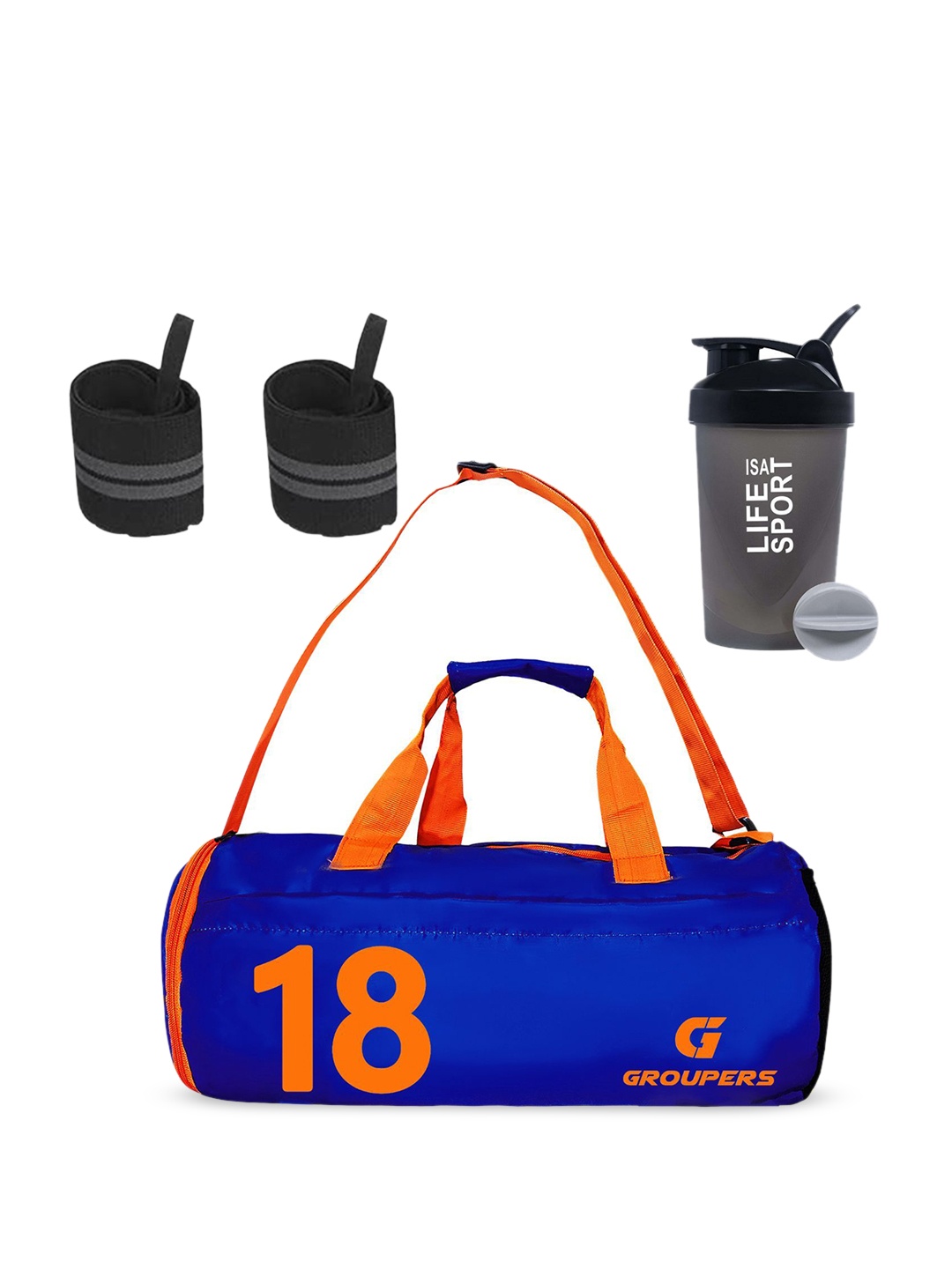 

GROUPERS Medium Foldable Sports or Gym Duffel Bag, Blue