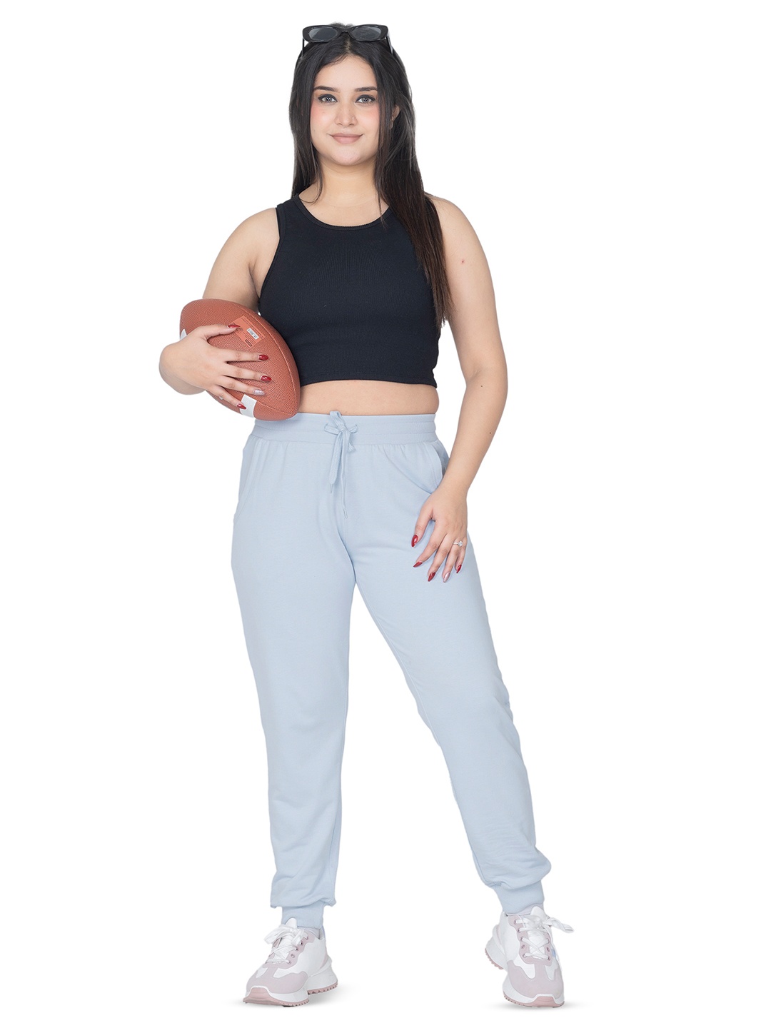 

SPORTIZM Women Mid Rise Cotton Joggers, White
