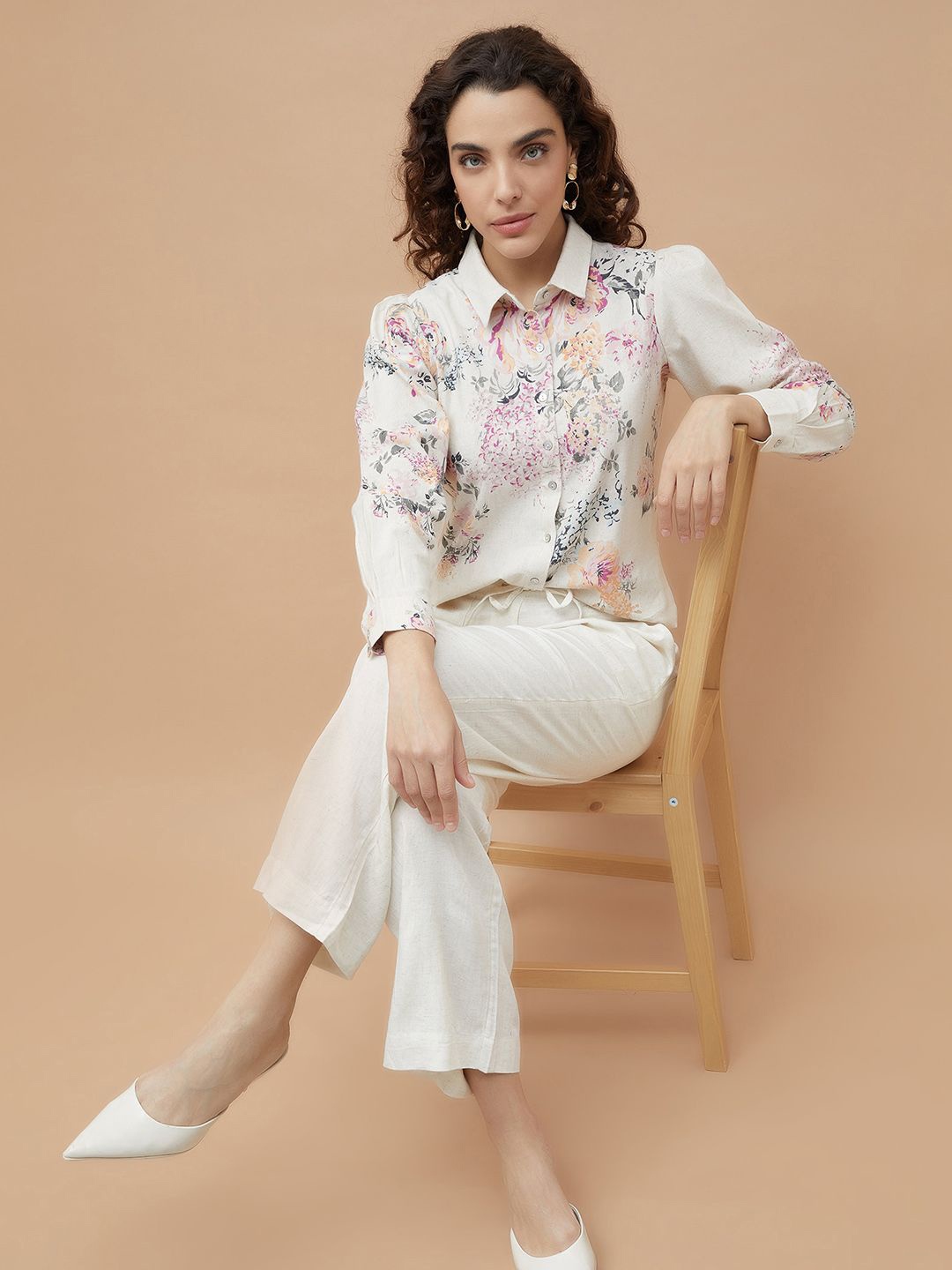 

CODE by Lifestyle Women Floral Opaque Printed Casual Shirt, Beige